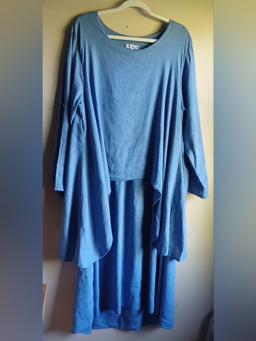GIANNI MODA Linen Midi Dress In Blue XL